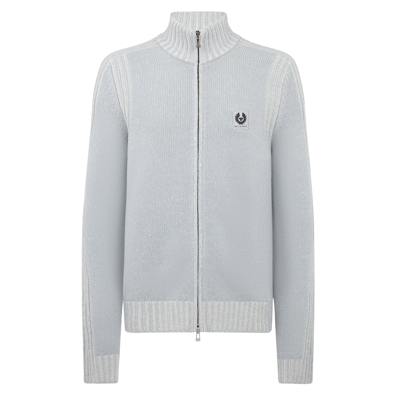 Belstaff - Quarry Blue and Silver Birch Watch Full-zip Lambswool Sweater KNITWEAR Belstaff
