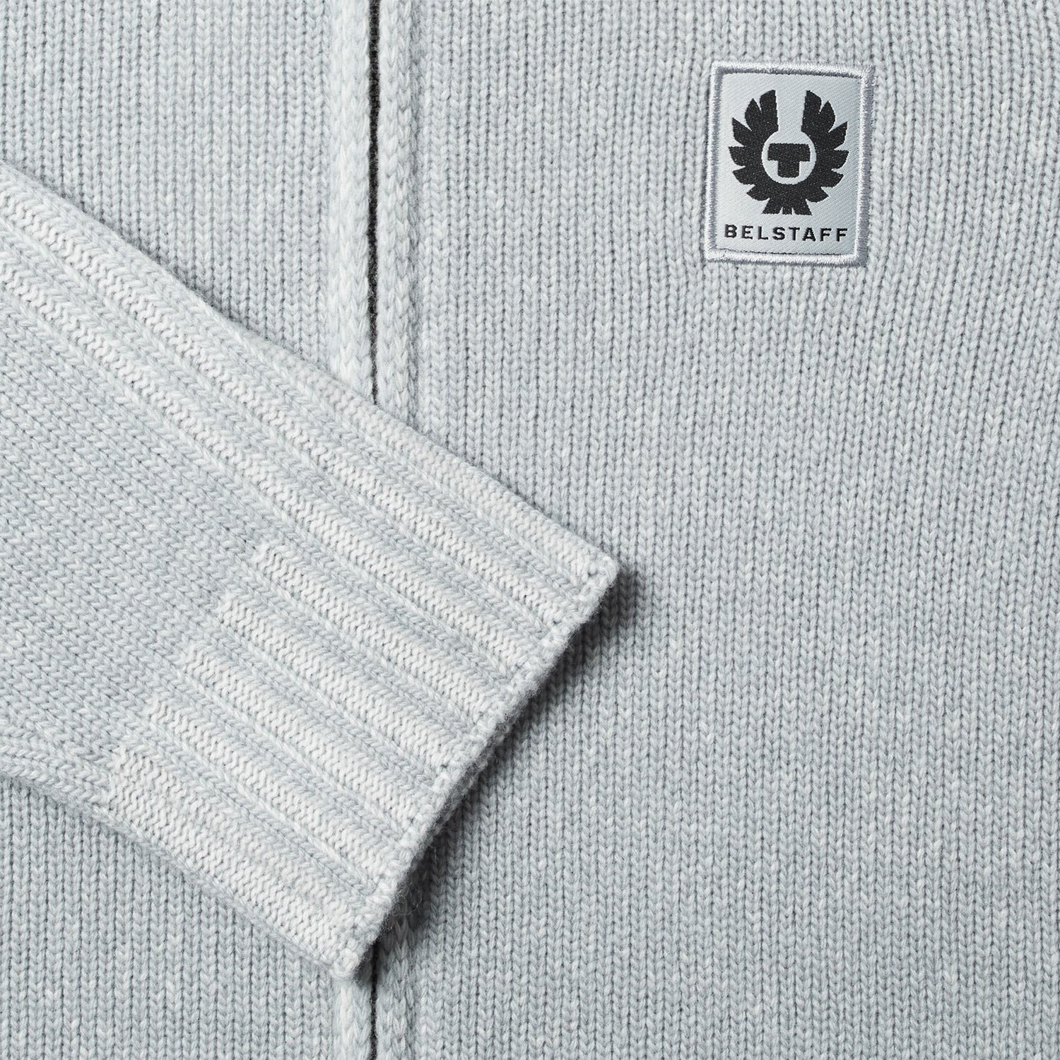 Belstaff - Quarry Blue and Silver Birch Watch Full-zip Lambswool Sweater KNITWEAR Belstaff