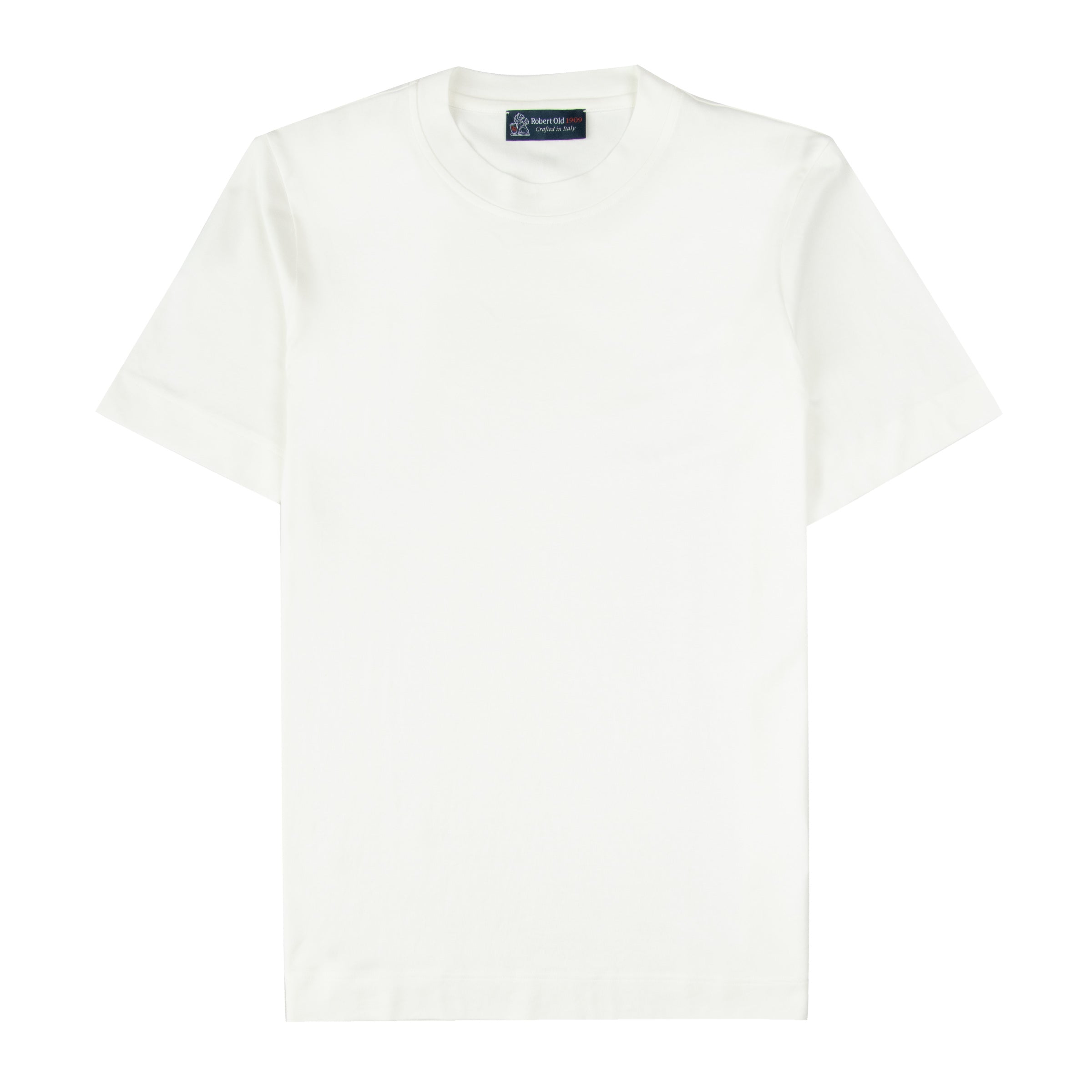 White contemporary fit Cotton Italian Crew Neck T-Shirt TEE SHIRTS Robert Old