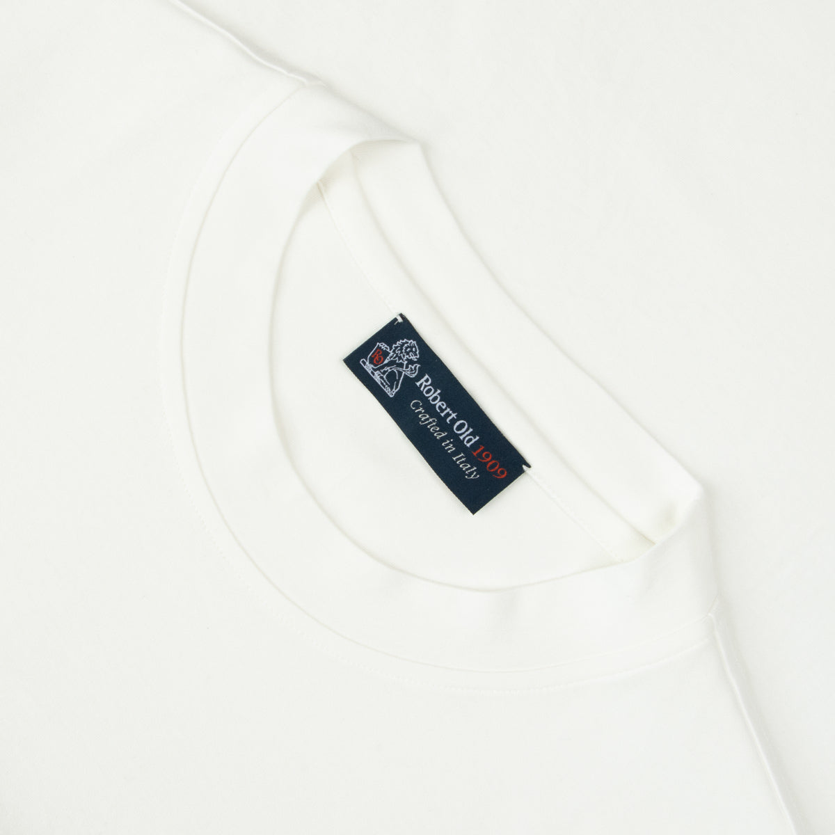 White contemporary fit Cotton Italian Crew Neck T-Shirt TEE SHIRTS Robert Old