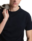 Woolrich - Navy Pure Cotton Knitted T-Shirt TEE SHIRTS WOOLRICH