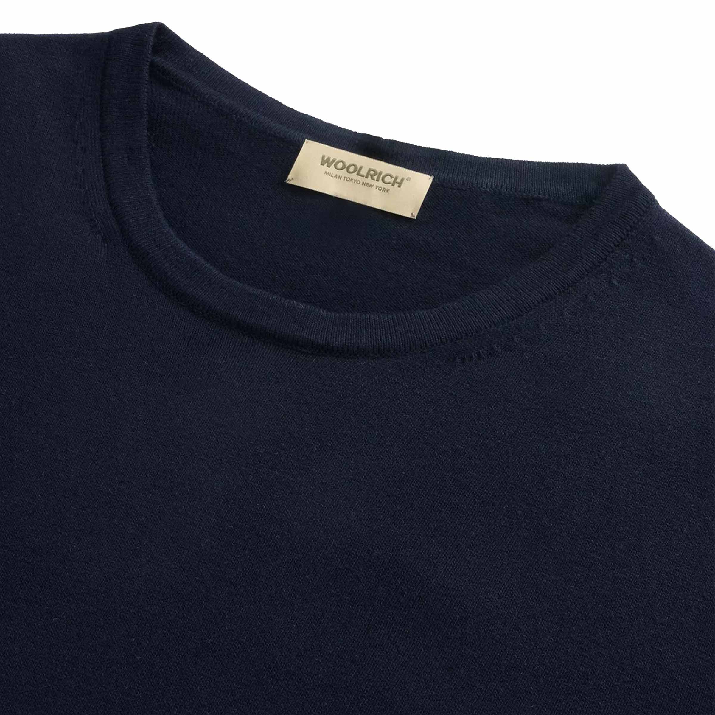 Woolrich - Navy Pure Cotton Knitted T-Shirt TEE SHIRTS WOOLRICH