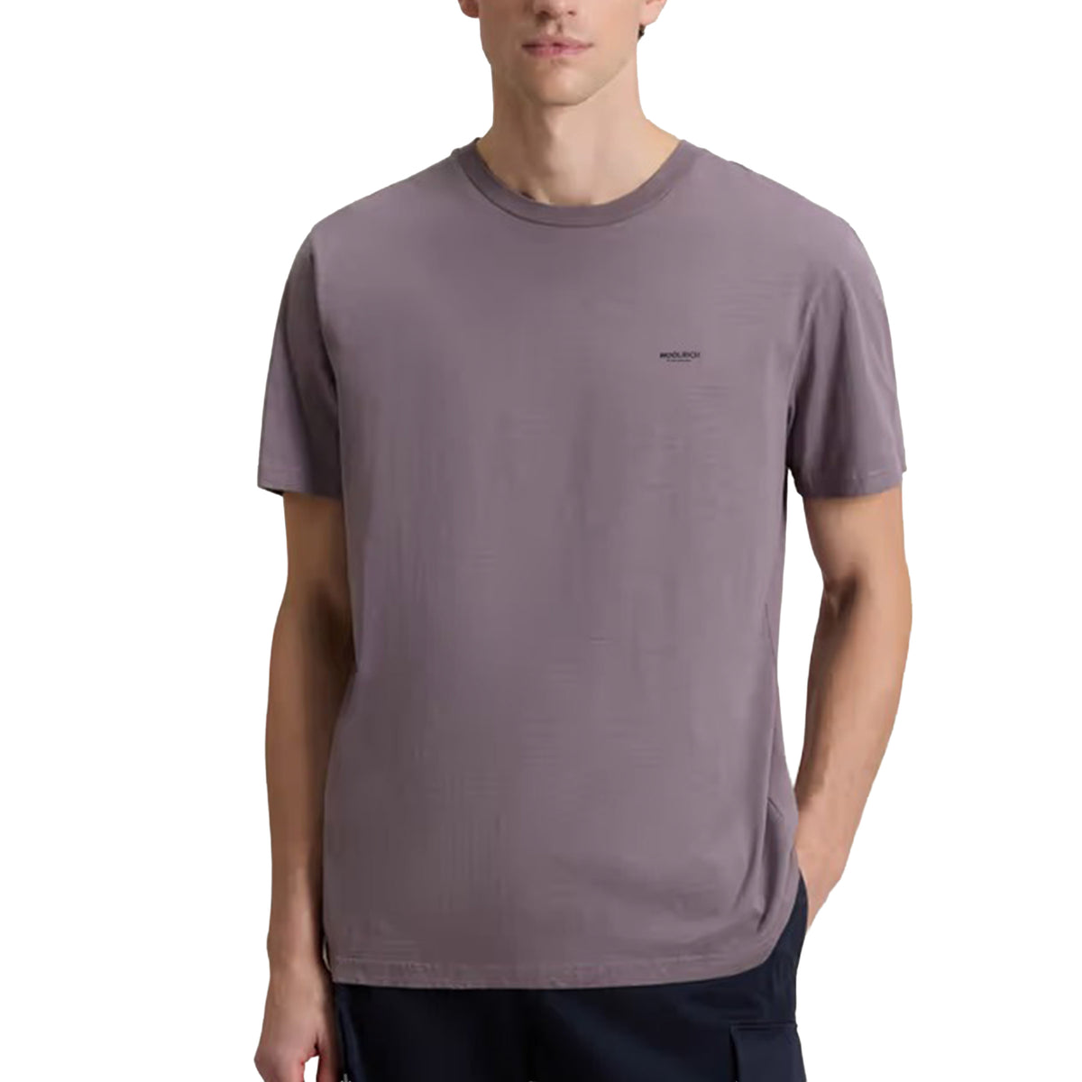 Woolrich - Shark Grey T-Shirt in Pure Cotton with Logo TEE SHIRTS Woolrich