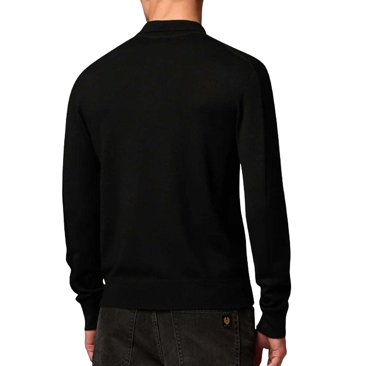 Belstaff - Black Colden Merino Wool Knitted Polo Shirt KNITWEAR Belstaff
