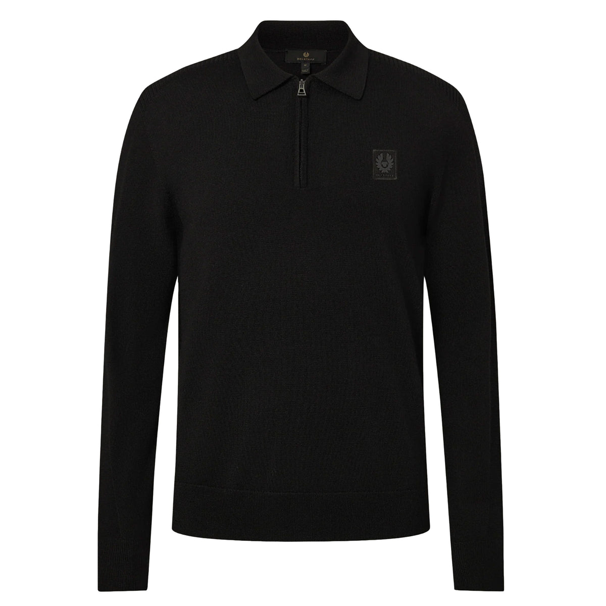 Belstaff - Black Colden Merino Wool Knitted Polo Shirt KNITWEAR Belstaff