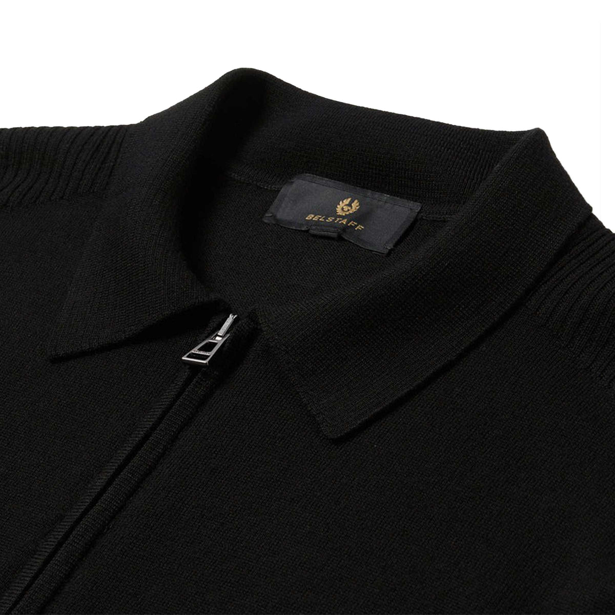 Belstaff - Black Colden Merino Wool Knitted Polo Shirt KNITWEAR Belstaff