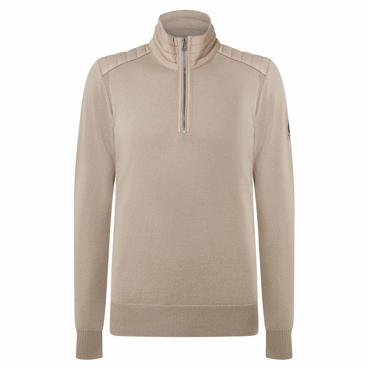 Belstaff - Dark Sand Kilmington Merino Wool Quarter Zip Sweater KNITWEAR Belstaff