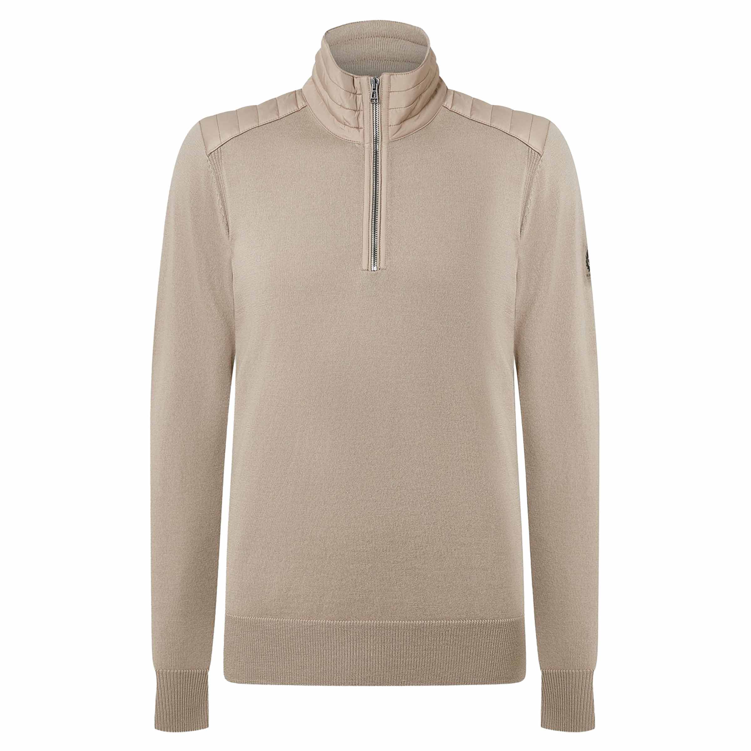 Belstaff - Dark Sand Kilmington Merino Wool Quarter Zip Sweater KNITWEAR Belstaff