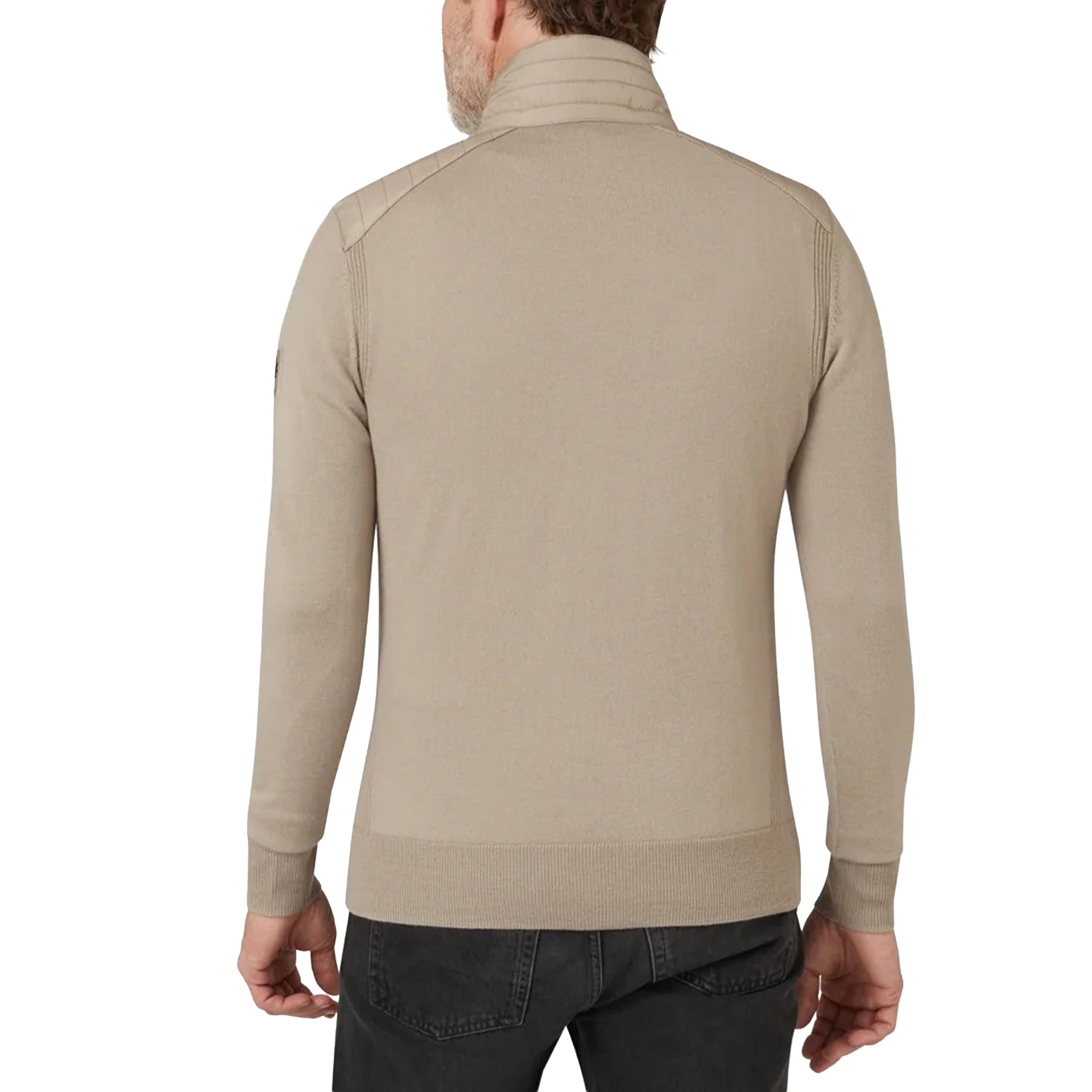 Belstaff - Dark Sand Kilmington Merino Wool Quarter Zip Sweater KNITWEAR Belstaff
