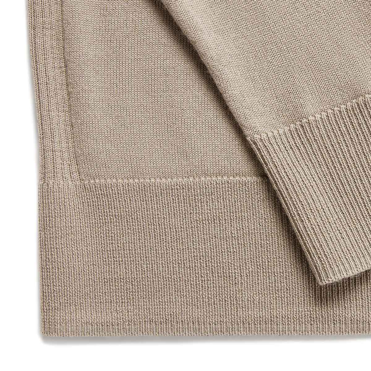 Belstaff - Dark Sand Kilmington Merino Wool Quarter Zip Sweater KNITWEAR Belstaff