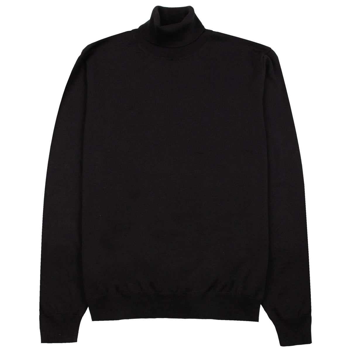 Black Wool Italian Polo Neck Sweater