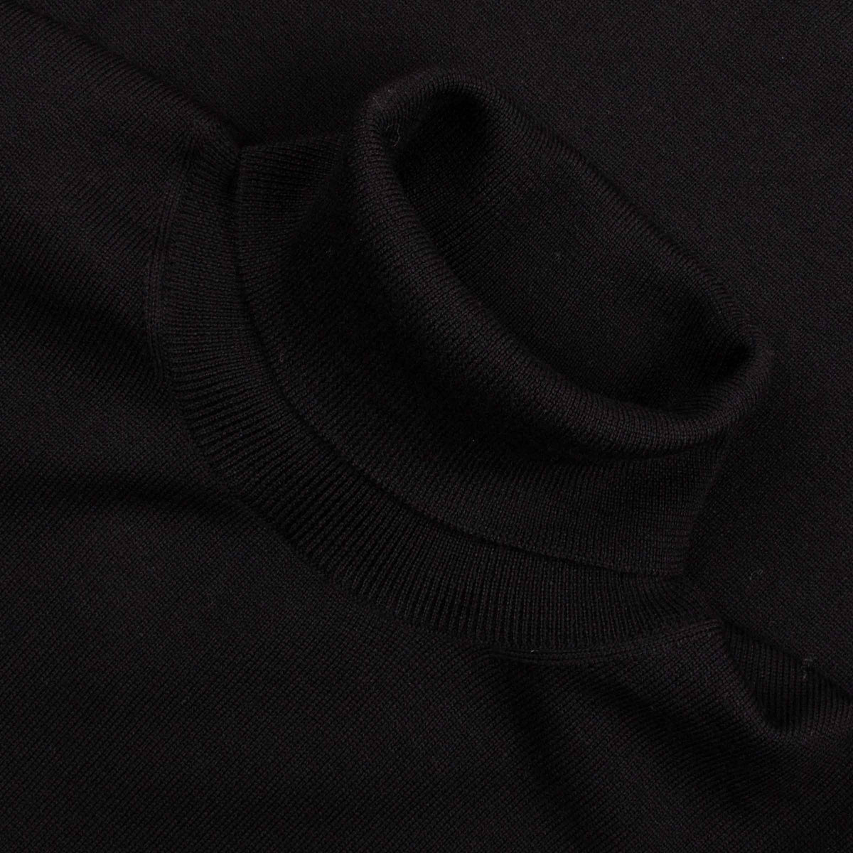 Black Wool Italian Polo Neck Sweater
