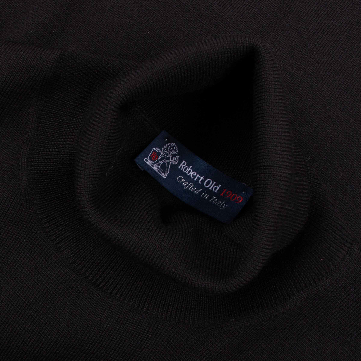 Black Wool Italian Polo Neck Sweater