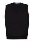 Black Wool Italian Sleeveless V-Neck Sweater