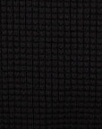 Black Italian Waffle Knit Cotton Long Sleeve Polo Shirt