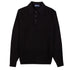 Black Italian Waffle Knit Cotton Long Sleeve Polo Shirt KNITWEAR Robert Old