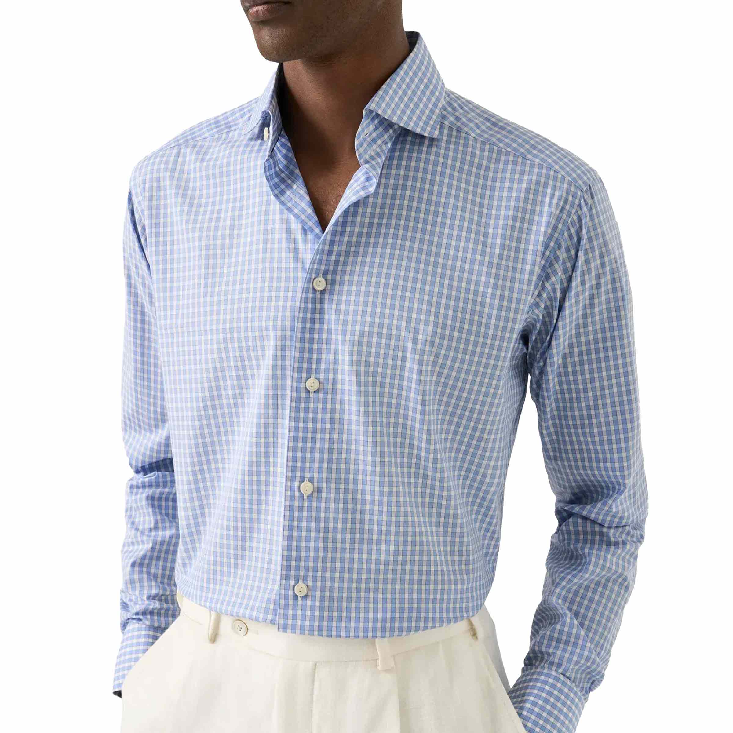 Eton - Blue Check Breeze Poplin Cotton Contemporary Fit Shirt L/S SHIRTS Eton