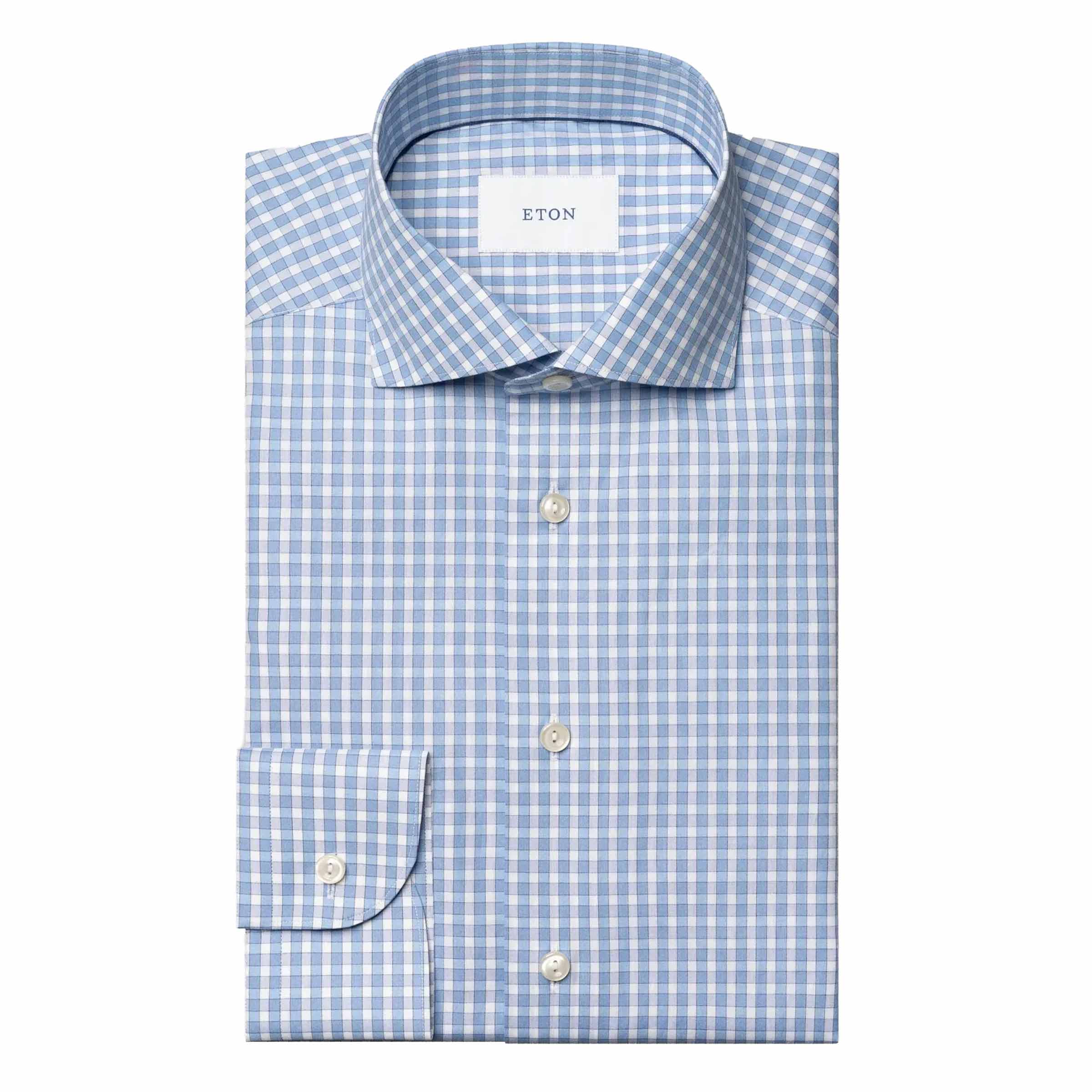 Eton - Blue Check Breeze Poplin Cotton Contemporary Fit Shirt L/S SHIRTS Eton