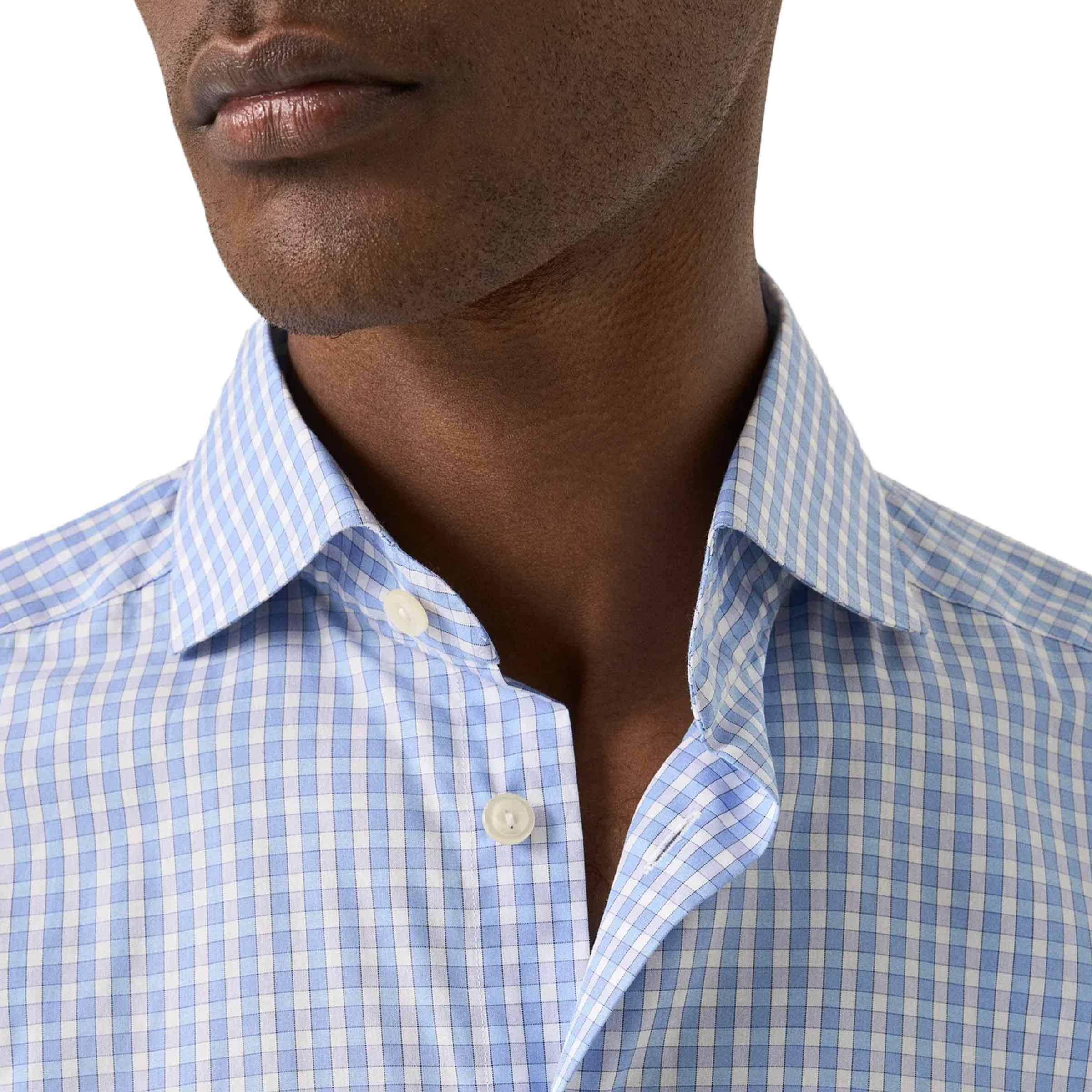 Eton - Blue Check Breeze Poplin Cotton Contemporary Fit Shirt L/S SHIRTS Eton