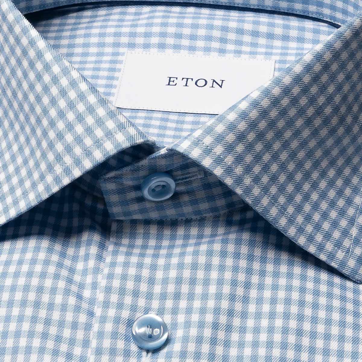Eton - Blue Check Cotton TENCEL™ Lyocell Slim Fit Shirt L/S SHIRTS Eton
