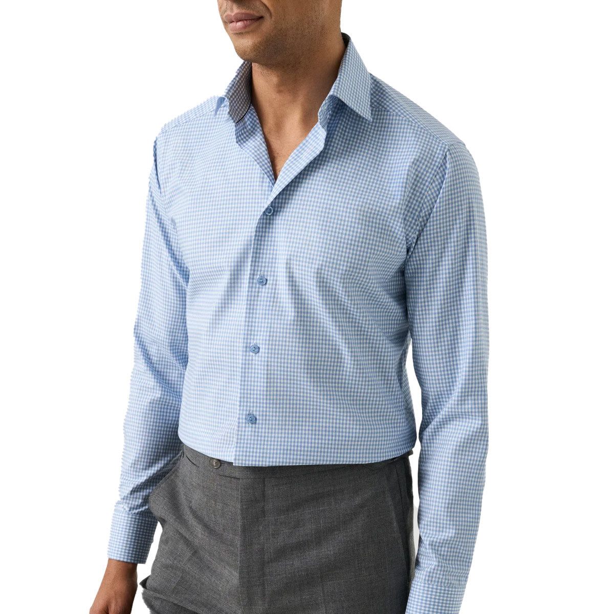 Eton - Blue Check Cotton TENCEL™ Lyocell Slim Fit Shirt L/S SHIRTS Eton