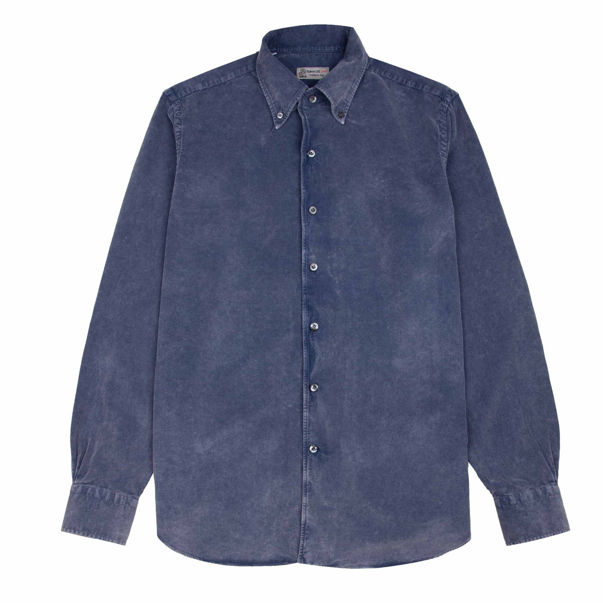 Robert Old - Royal Blue Marble Washed Cotton Cordroy Slim Fit Shirt