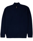 Invergary Inchistro Blue 4ply Cashmere Quarter Zip Sweater