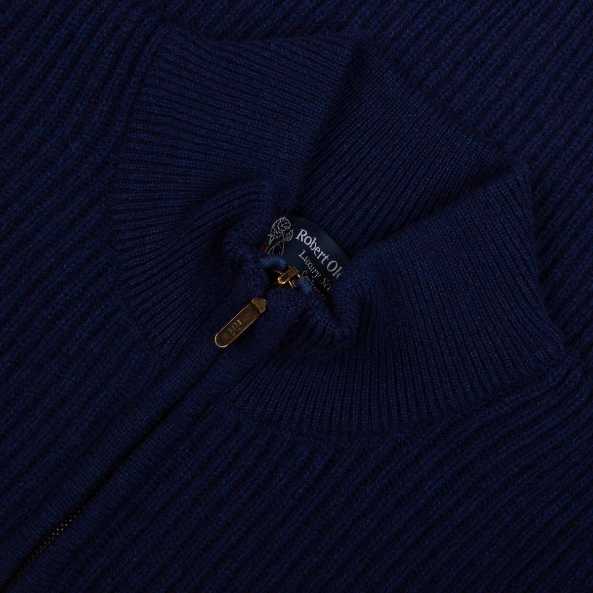 Invergary Inchistro Blue 4ply Cashmere Quarter Zip Sweater