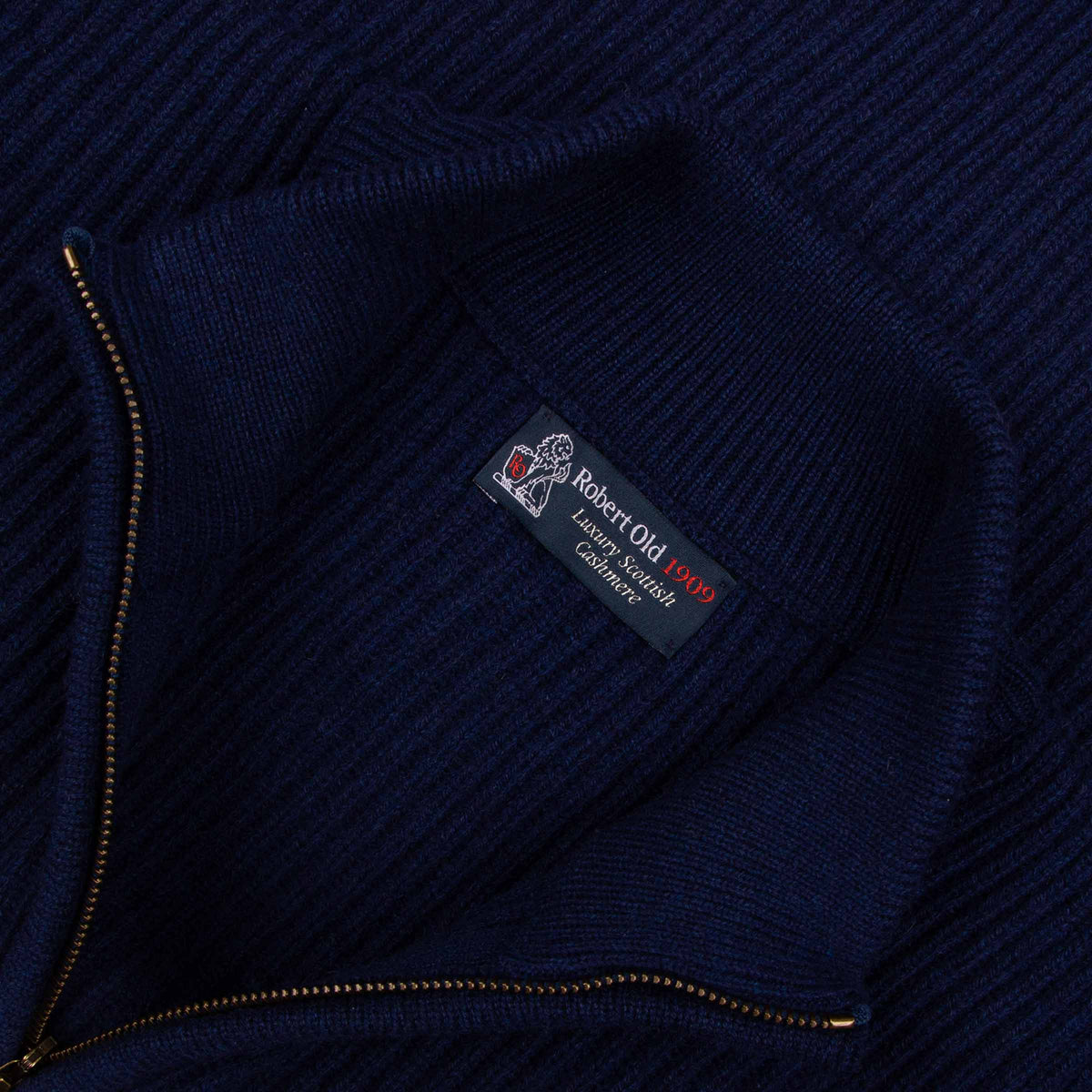 Invergary Inchistro Blue 4ply Cashmere Quarter Zip Sweater