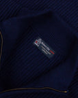 Invergary Inchistro Blue 4ply Cashmere Quarter Zip Sweater