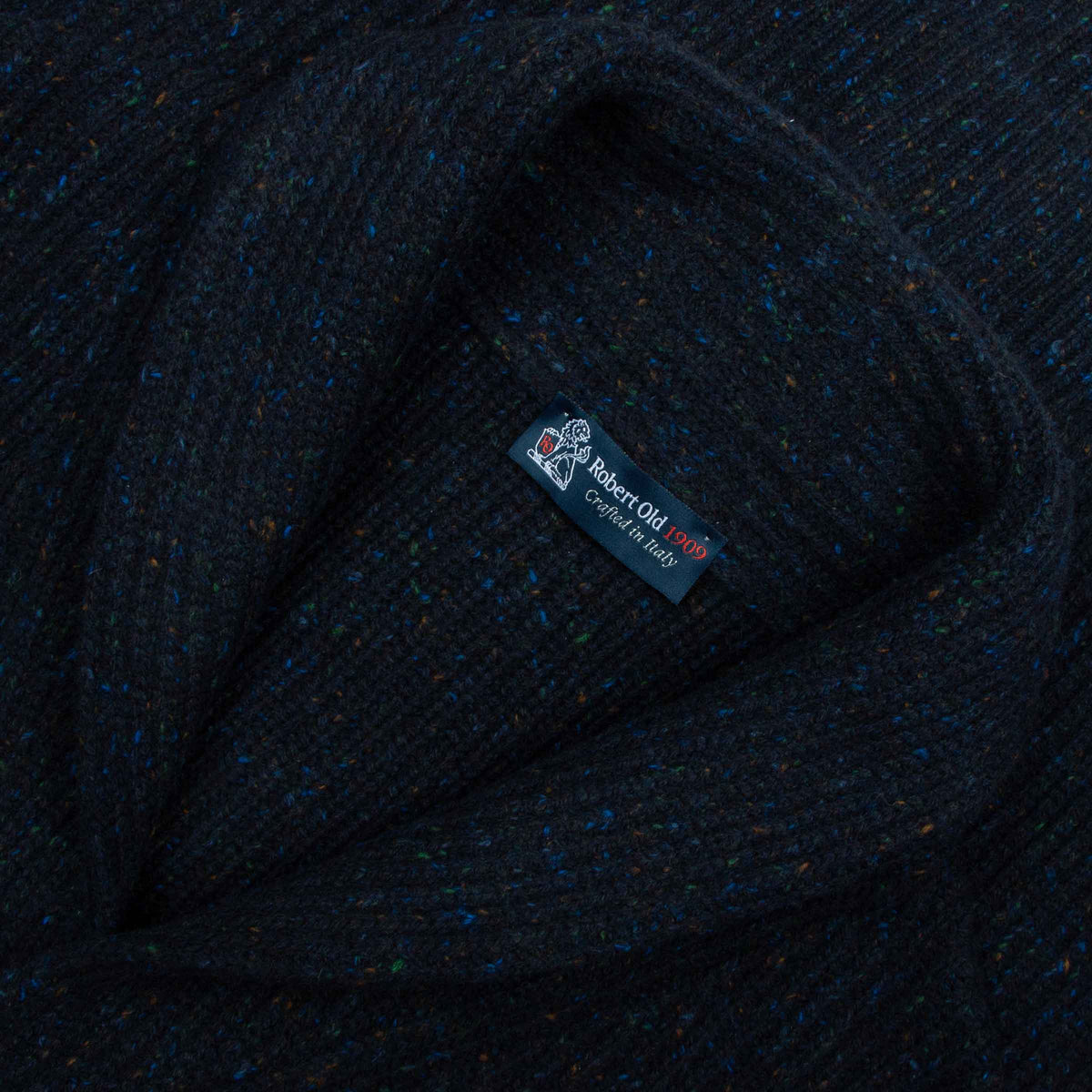 Navy Melange Wool and Cashmere Wool Milano Cardigan KNITWEAR Robert Old