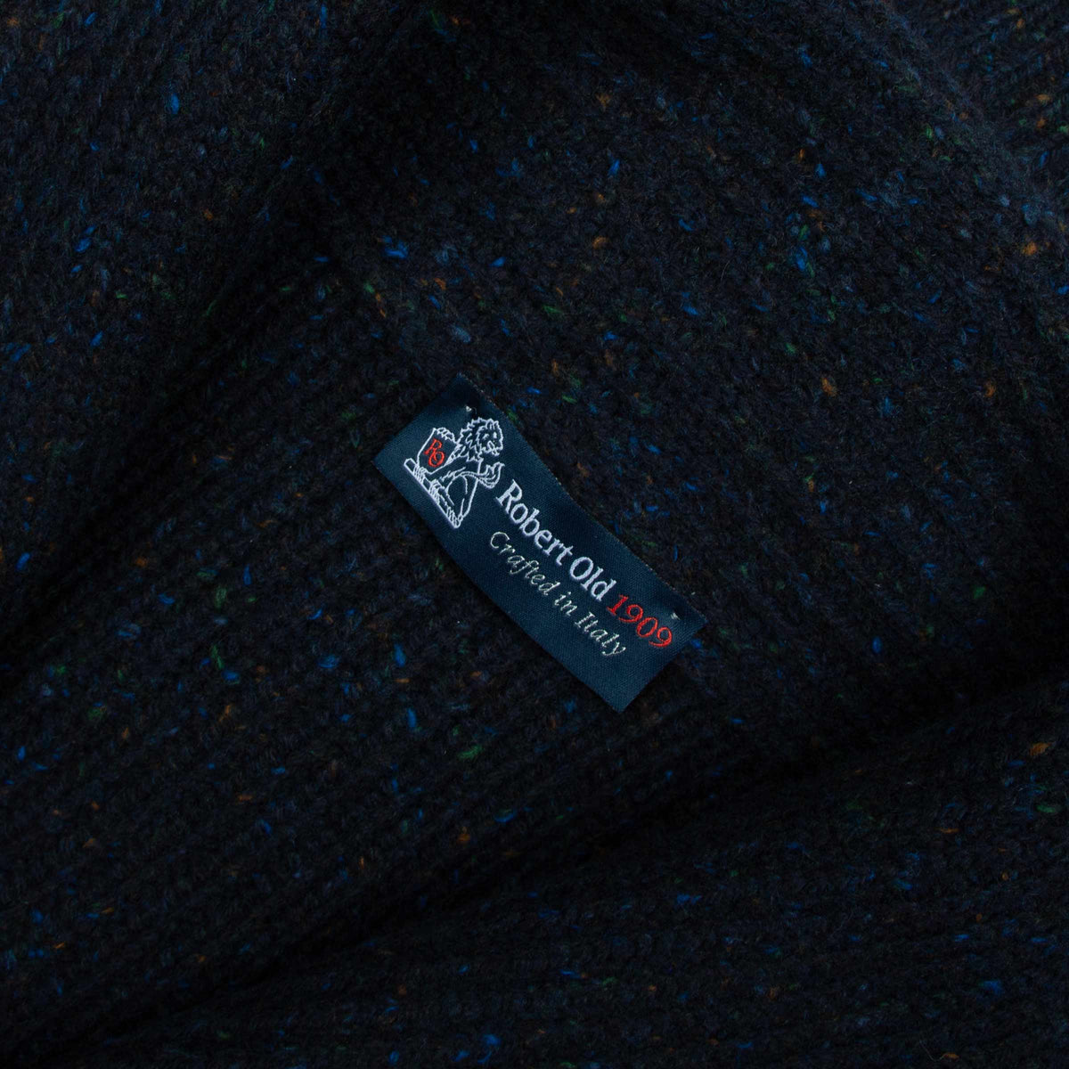 Navy Melange Wool and Cashmere Wool Milano Cardigan KNITWEAR Robert Old