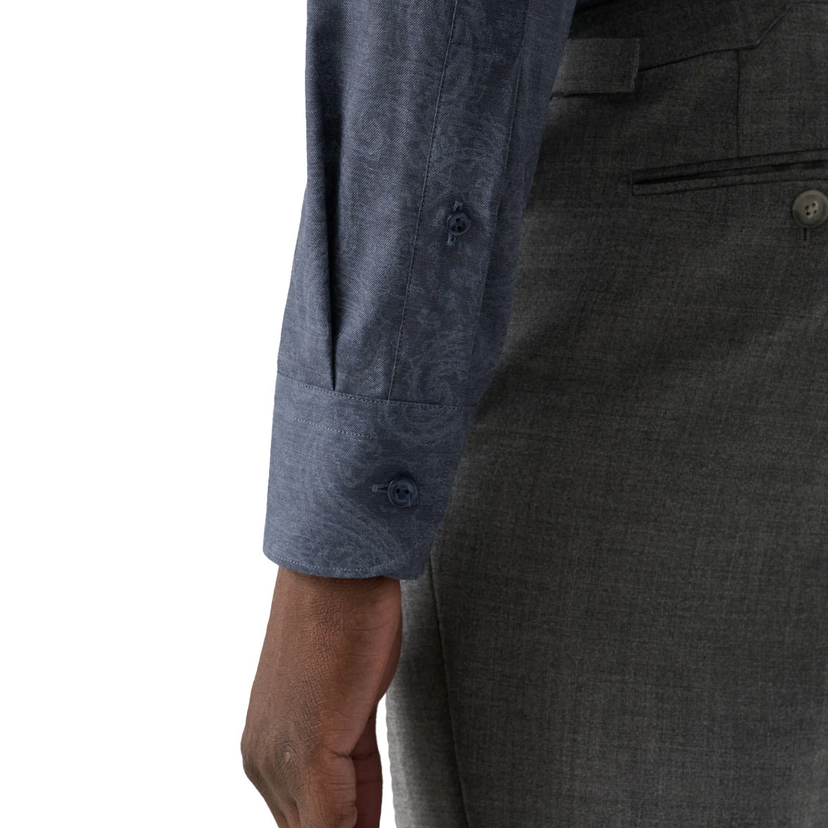 Eton - Navy Blue Paisley Print Cotton Slim Fit Shirt L/S SHIRTS Eton