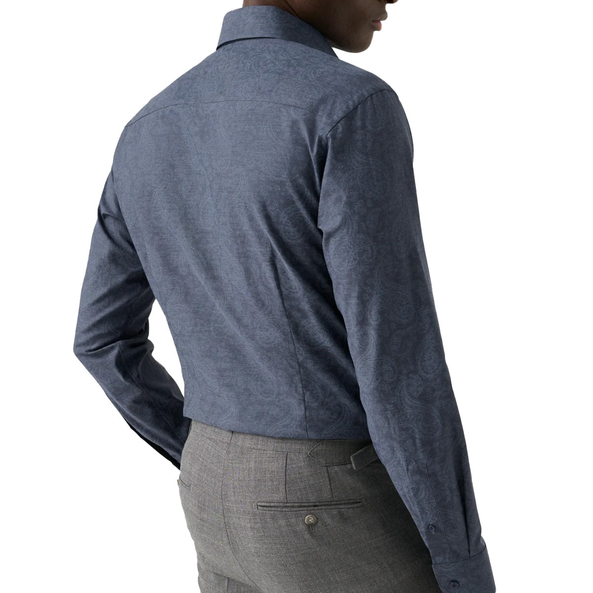 Eton - Navy Blue Paisley Print Cotton Slim Fit Shirt L/S SHIRTS Eton