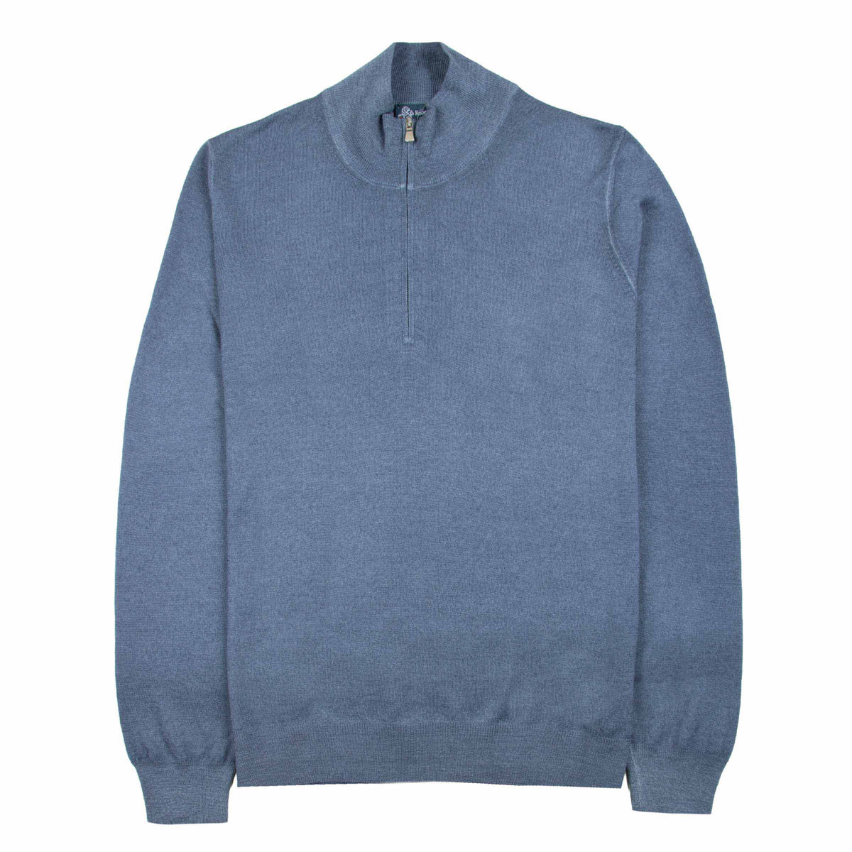 Navy Fine Knitted Wool Quarter Zip Sweater KNITWEAR Robert Old
