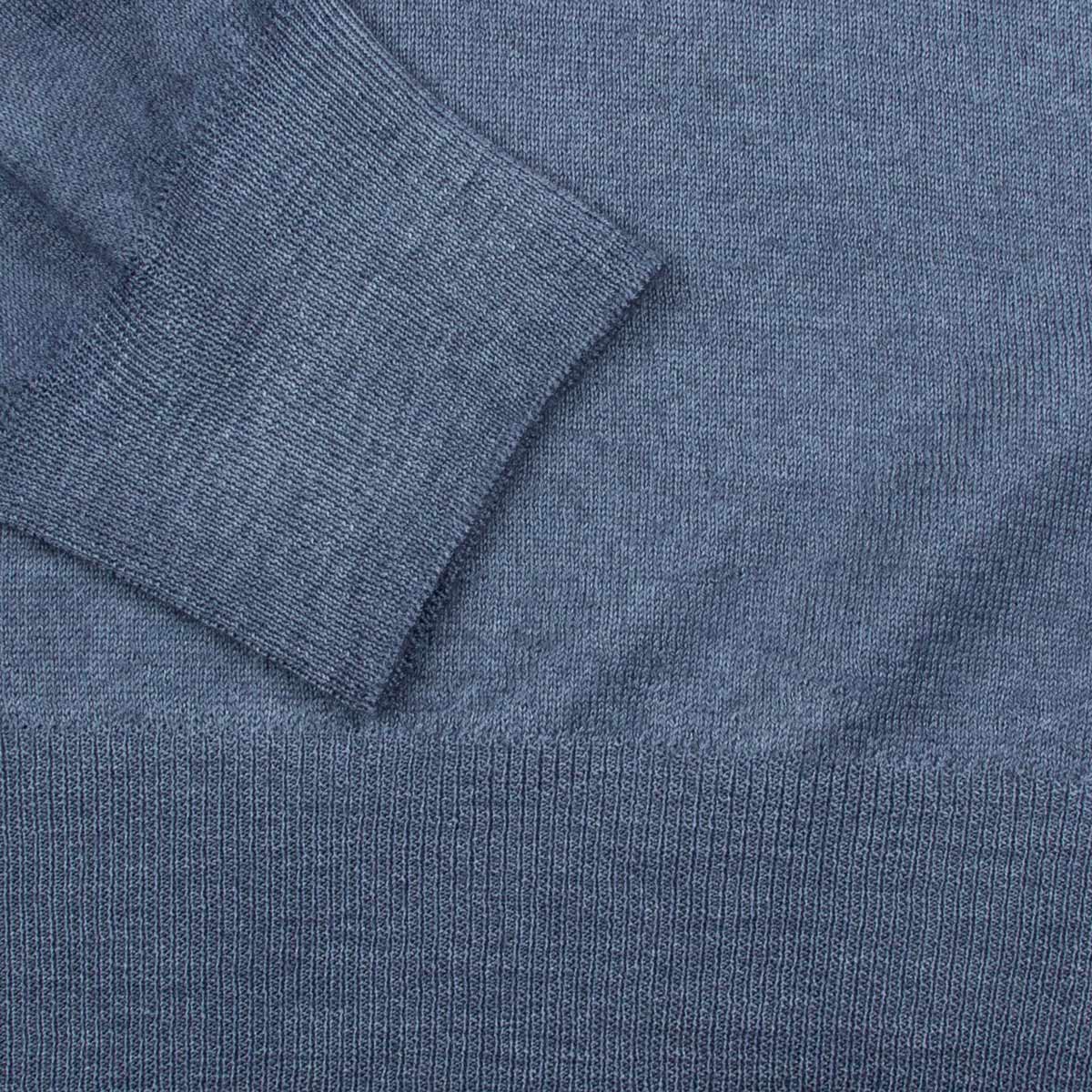 Navy Fine Knitted Wool Quarter Zip Sweater KNITWEAR Robert Old