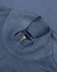 Navy Fine Knitted Wool Quarter Zip Sweater KNITWEAR Robert Old