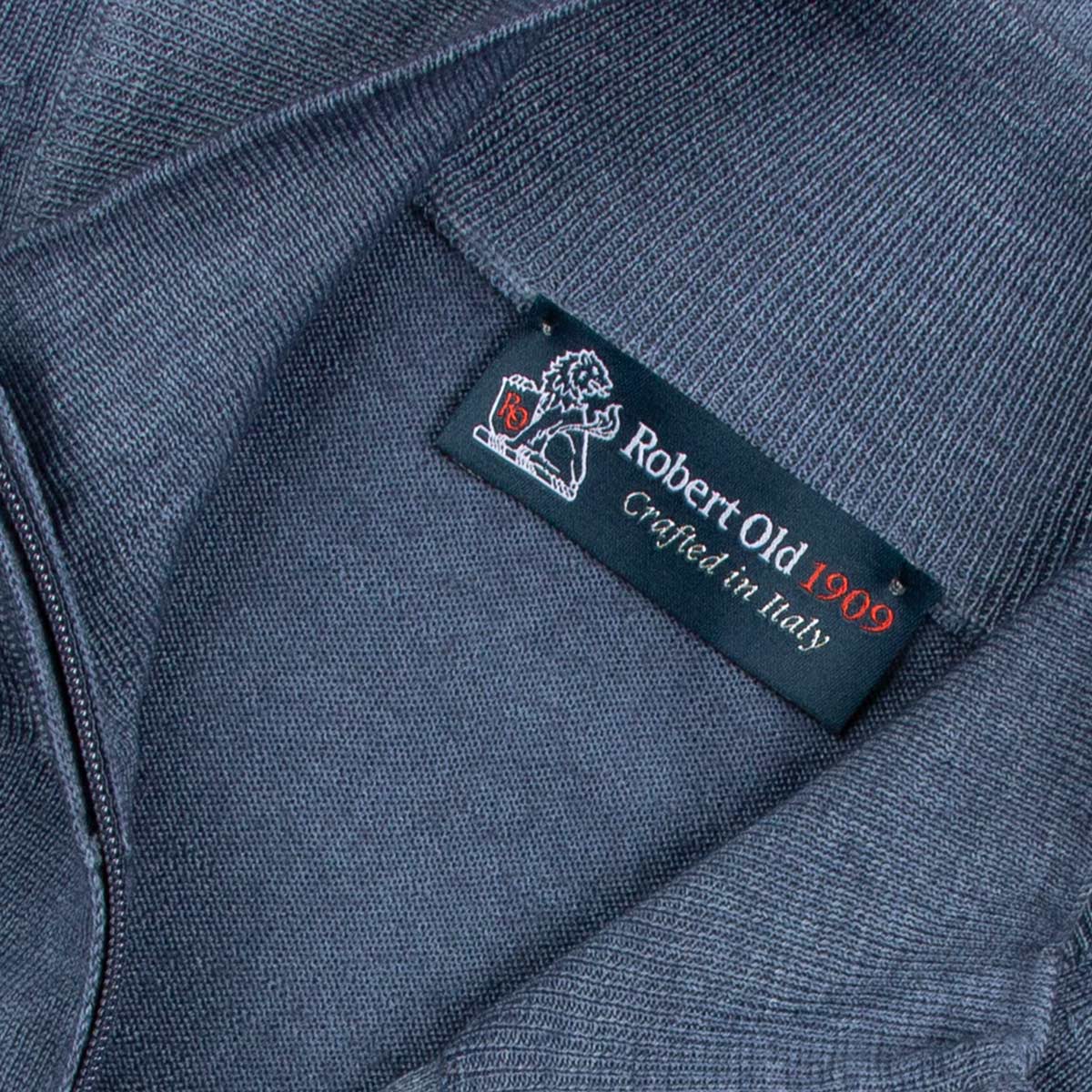 Navy Fine Knitted Wool Quarter Zip Sweater KNITWEAR Robert Old