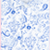 White & Blue Floral Print Linen Slim Fit Long Sleeve Shirt