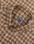 Fedeli - Brown Check 'Alberto' Slim Fit Brushed Cotton Long Sleeve Shirt