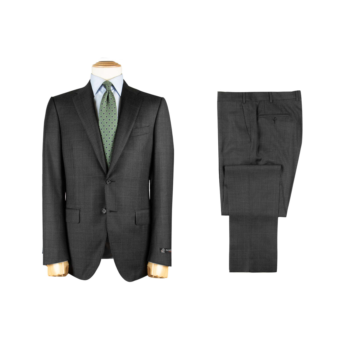 Charcoal Grey Check Suit in Super 150s Pure Wool SUITS Robert Old