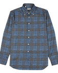 Robert Old - Navy & Orange Printed Check Italian Cotton Long Sleeve Shirt L/S SHIRTS Robert Old