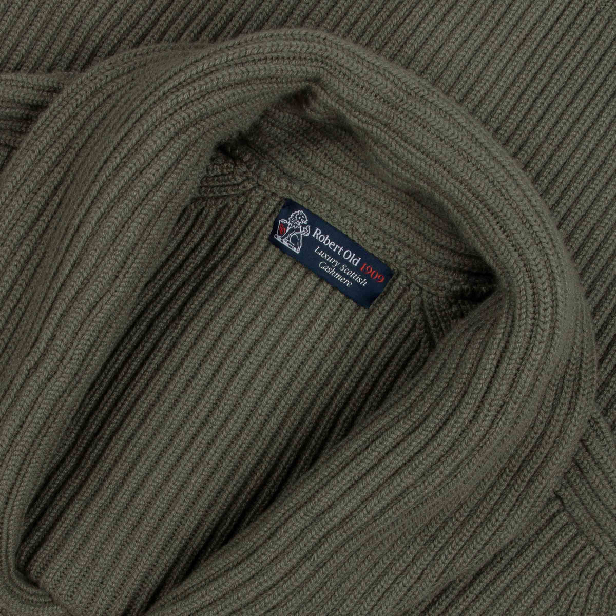 Volcanic Ash Green Colonial 8ply Cashmere Shawl Cardigan CASHMERE Robert Old