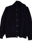 Crainlarich Nero Navy 8ply Cashmere Full-Button Cardigan