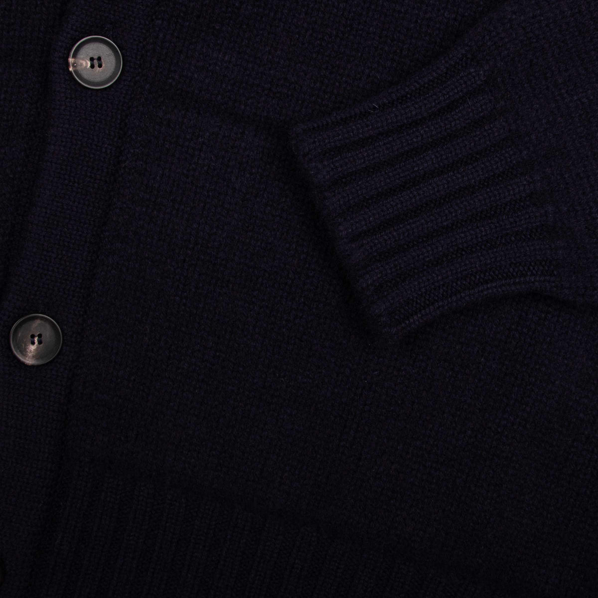 Crainlarich Nero Navy 8ply Cashmere Full-Button Cardigan