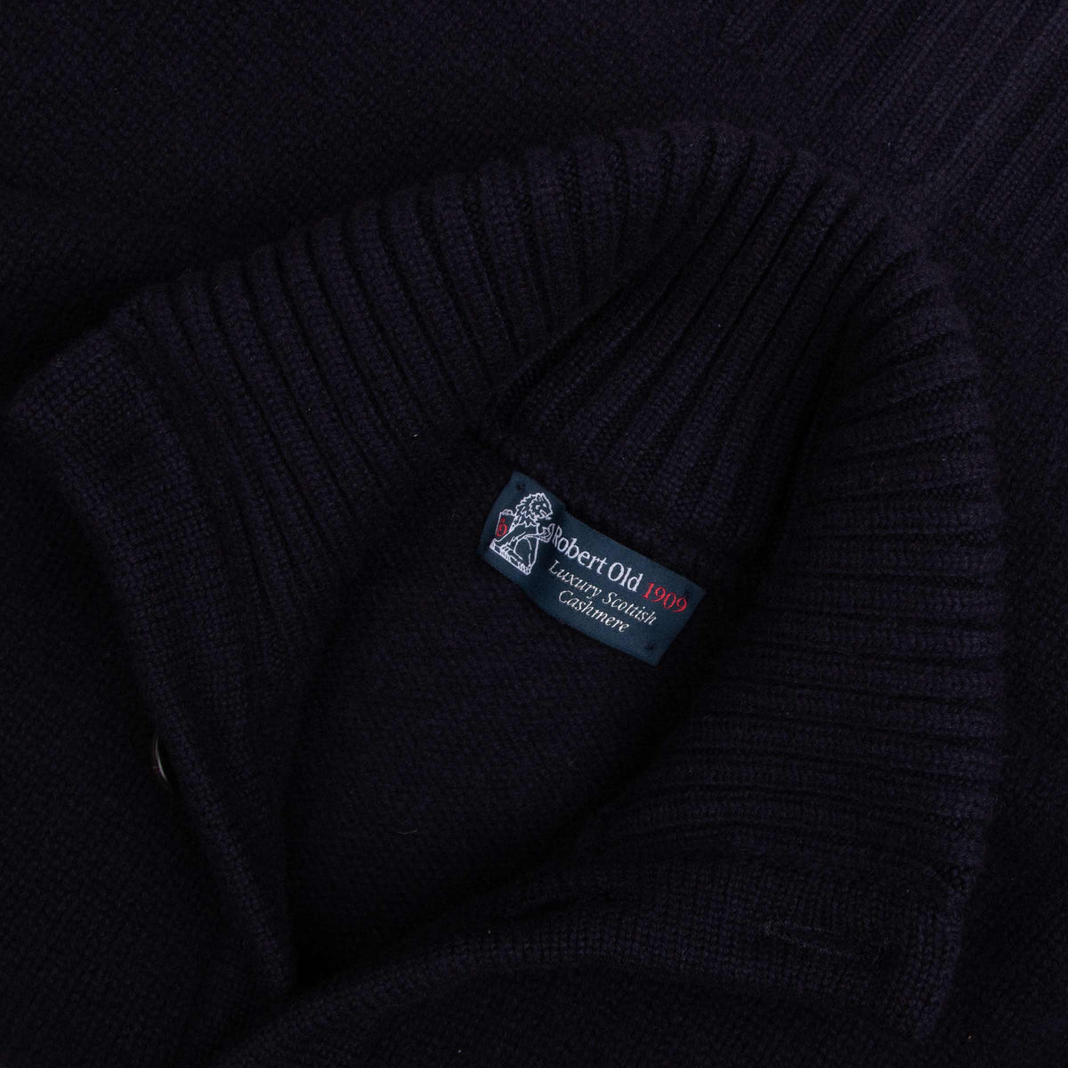 Crainlarich Nero Navy 8ply Cashmere Full-Button Cardigan CASHMERE Robert Old