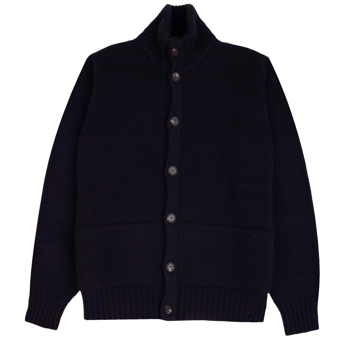 Crainlarich Nero Navy 8ply Cashmere Full-Button Cardigan CASHMERE Robert Old