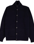 Crainlarich Nero Navy 8ply Cashmere Full-Button Cardigan