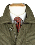 Robert Old - Dorset Green Diamond Quilt Overcoat Crafted with a Loro Piana Rain System Wool & Cashmere Fabric