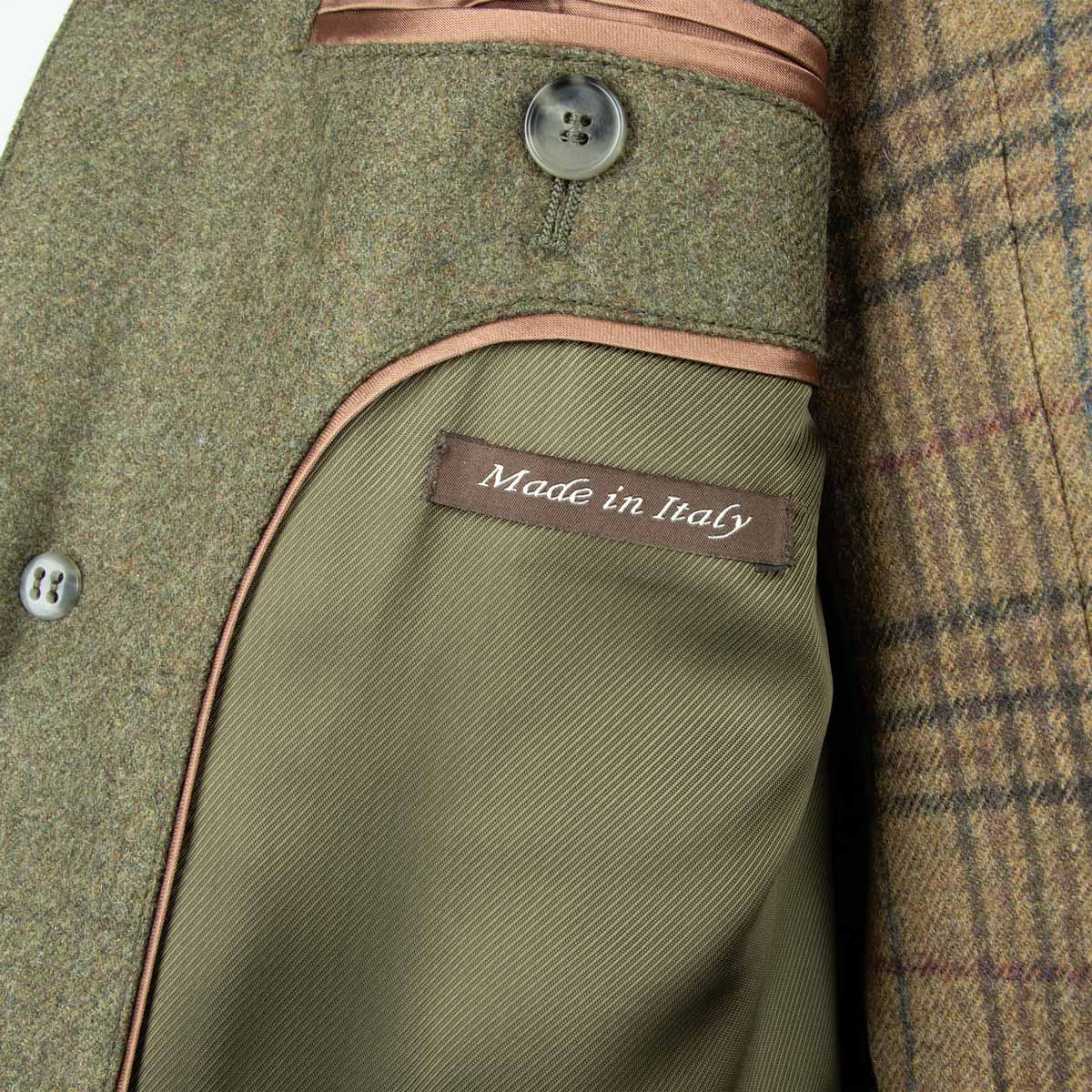 Robert Old - Dorset Green Diamond Quilt Overcoat Crafted with a Loro Piana Rain System Wool &amp; Cashmere Fabric